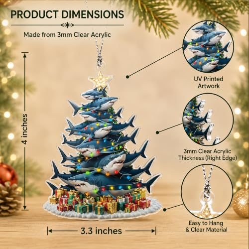 Shark Tree Funny Christmas Ornaments - color: Shark Tree