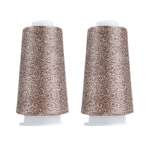 Truevalue 2 Balls Accessory Lurex Yarn, Shining Glitter Metallic Knitting-in Yarn, Sparkle Thread for Knitting and Crochet Sweater Shawl 5000 Yards (Brown Gold) - color: Brown Gold