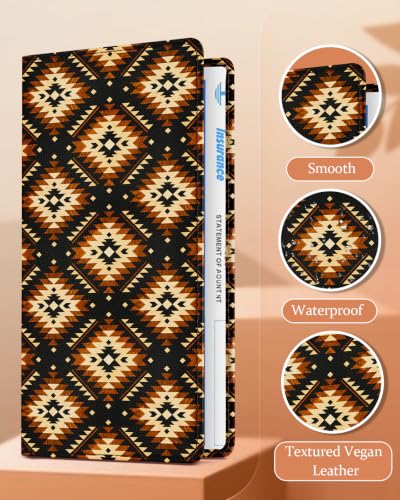 Slohif Car Registration and Insurance Holder with 2 Car Coasters, Elegant - color: Brown Boho