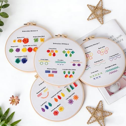houlishu Classic Hand-Stitched Embroidery Needlecraft Practice Set, Suitable for Beginners and Adults, Includes Various Accessories