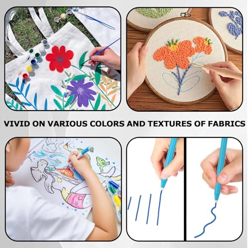 3-Pack Fabric Markers for Sewing,Blue Erasable Water Soluble Fabric Marker
