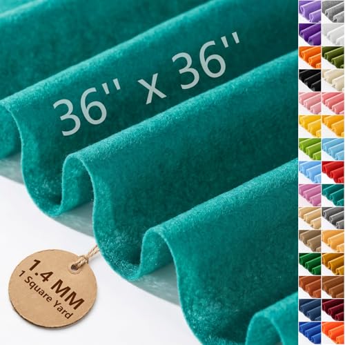 Peacock Green Soft Felt Sheet 36'' X 36'', 1.4mm Large Felt Fabric Sheet - color: Peacock Green