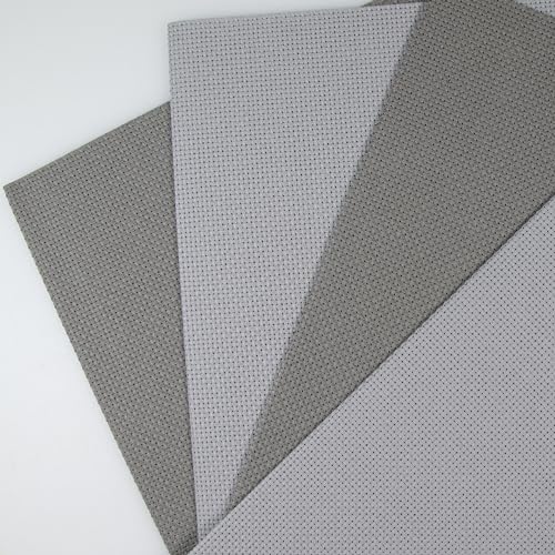 KCS 4 pc of 12" x 18"(30cmx45cm) 14CT Counted Cotton Aida Cloth Cross Stitch Fabric (Light Grey+Medium Grey) - color: Light Grey+medium Grey