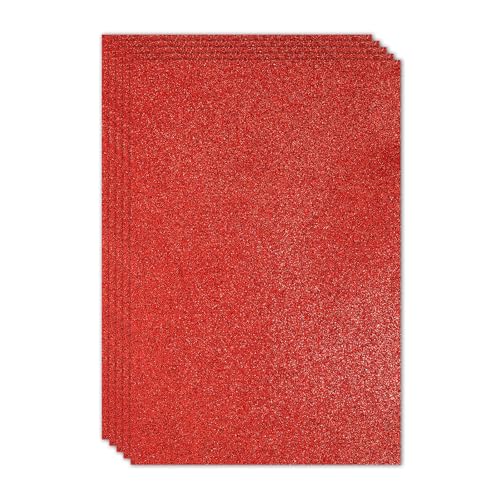 PATIKIL Red Shiny EVA Glitter Foam Sheet 11.8 x 7.9 Inch 2mm Thick Sparkle EVA Glitter Felt for Crafts DIY Project, 5 Pcs - color: Red