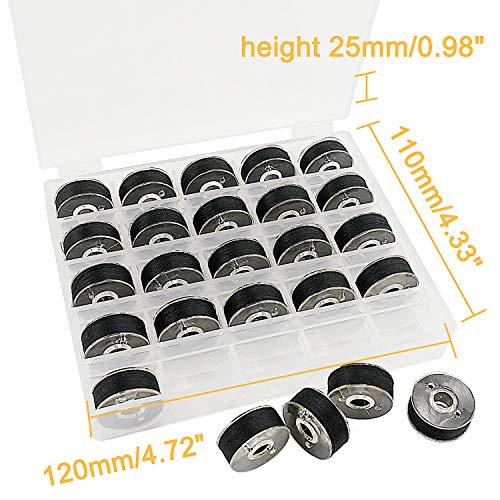 New brothread 25pcs Type L SA155 Prewound Bobbin Thread -Black - color: 25pcs 90wt Black