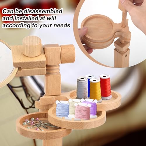 Embroidery Hoop Stand, Rotated Wooden Embroidery Holder