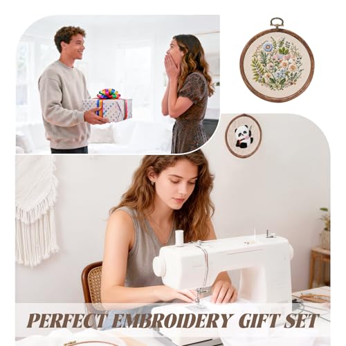 4 Inch Small Embroidery Hoops, 12 Pcs Embroidery Hoop Round Imitated Wood Rubber Hoop Rings Display Frame for Cross Stitch, DIY Art Craft Sewing & Hanging Ornaments (4 in)
