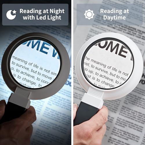 JARLINK Magnifying Glass with Light and Stand, 3 Modes Foldable Magnifier