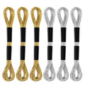 6 Skeins Embroidery Threads, Metallic Embroidery Floss (Gold + Silver) - color: Gold + Silver