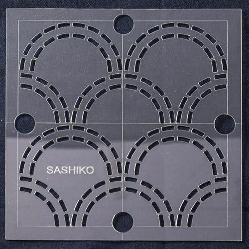 Sew Easy 4” Sashiko Template – Seigaiha (Waves) Quilting & Patchwork Rule for Applique Sewing, Transparent Acrylic Non-Slip, Instructions Included