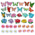 39Pcs Embroidered Iron On Patches, Butterfly Peony Daisy Iron on Patches Set, Colorful Applique Patches for Clothes Jackets Jeans Backpacks - color: Butterfly Peony Daisy