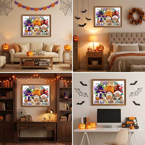 VIGEGU Gnome Stamped Cross Stitch Kits for Adults Beginners 12x16 inch - color: Halloween gnome Cross Stitch