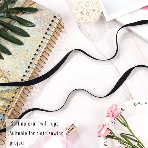 Willbond 100% Cotton Twill Tape 1/2 Inch X 25 Yards Herringbone,None - color: Black, size: 1/2 Inch, 27 Yards