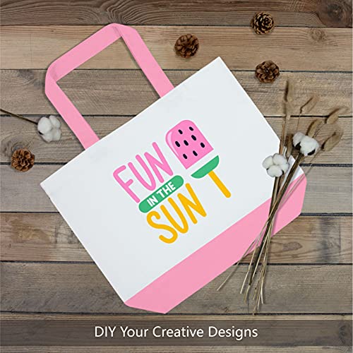 TOPDesign 1-Pack Super Strong Large 12oz Cotton Canvas Tote Bag, Reusable Grocery Shopping Cloth Bag, Fashionable Two-Tone Tote for Crafts, DIY Your Creative Designs - color: Pink/White