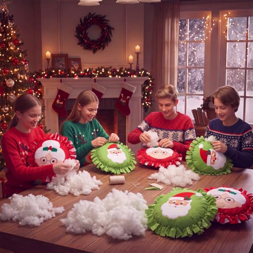Weysat 6 Sets Christmas DIY Tie Pillow Craft Kit Mr&mrs Claus Design - style: Christmas