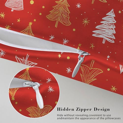 Satin Pillowcase for Hair and Skin White and Gold Xmas Tree Super Soft and Cooling Similar to Silk Pillow Case 1 Pack with Hidden Zipper Silky Soft Zippered Satin Pillowcase20 x30 - color: White and Gold Xmas Tree