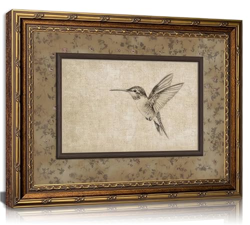 Gold Framed Vintage Bird Sketch Canvas Wall Art Farmhouse Cottage Neutral Bird Paintings Pictures Wall Decor Posters Prints Artwork for Bedroom Office Gallery Home Decoration - color: Bird, size: 11"L x 9"W