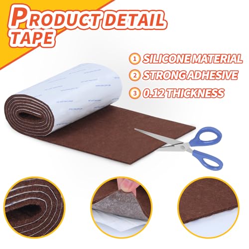 Felt Furniture Pads, 40 x 5 x 0.12 Inch Felt Strips, 2 Pack - color: Brown, size: 5" x 40" (2 Pack)