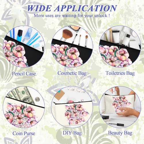 Legigo Blank Canvas Bags Zipper Pouch Makeup Bags Pencil Pouch Bulk - color: Beige+Black