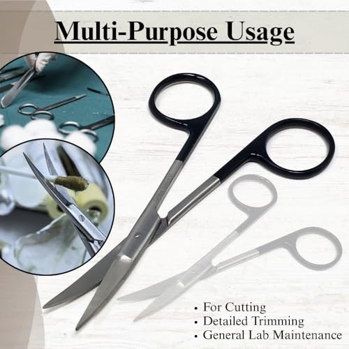Premium Iris Scissors Micro Dissecting Scissors Curved 4.5" with Fine Sharp Blades Made of Stainless Steel Medical Surgical Tools (Black Handle) - color: Black Handle