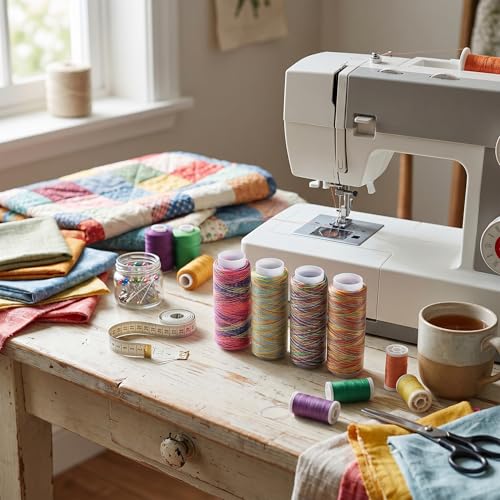 5pcs Multicolor Gradient Sewing Quilting Embroidery Thread Spools Garment Accessory, Polyester, Multicolor