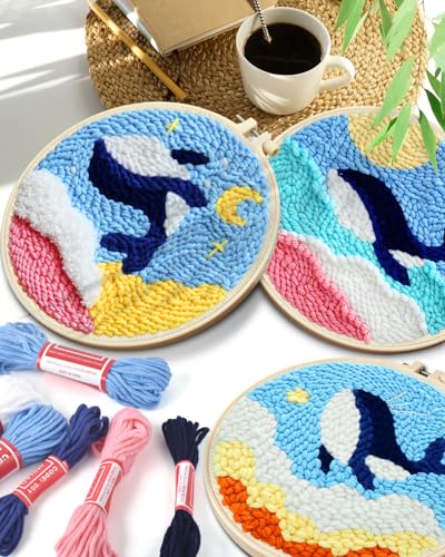 TINDTOP Punch Needle Kits, Punch Needle Embroidery Kits for Adults - color: Whale