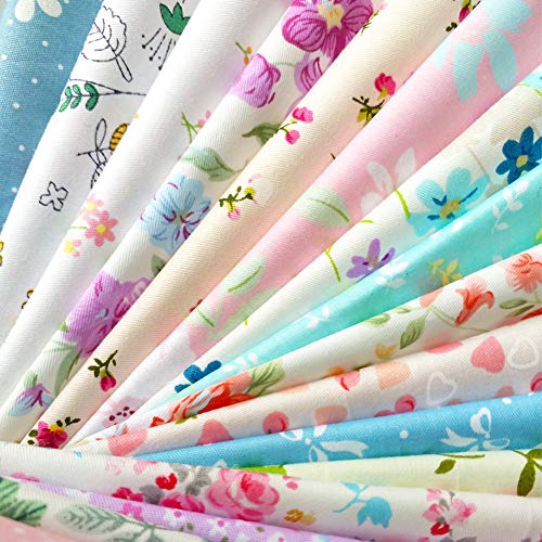 flic-flac 25pcs 12 x 12 inches (30cmx30cm) Cotton Fabric Squares Quilting Sewing Floral Precut Fabric Square Sheets for Craft Patchwork - size: 25pcs 30cm*30cm