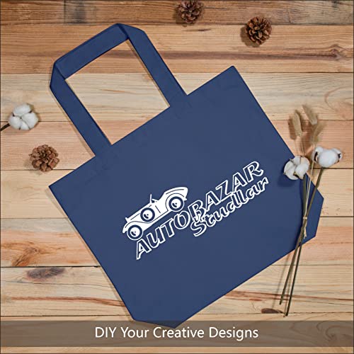 TOPDesign 1-Pack Super Strong Large 12oz Cotton Canvas Tote Bag, Reusable Grocery Shopping Cloth Bag, Fashionable Two-Tone Tote for Crafts, DIY Your Creative Designs - color: Blue