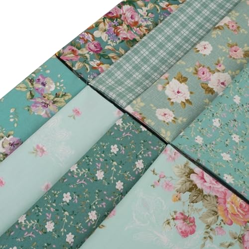 8pcs Fat Quarters 100% Cotton Fabric Bundles Floral Precut Fabric Squares 18”x22” for DIY Quilting Sewing Patchwork Crafts