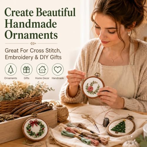TSV 3in Small Round Embroidery Hoop 10 Pack-Mini Ring for Ornaments & Gifts