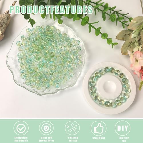 8mm Hand-Drawn Glass Beads Bulk 200pcs Yellow&Sky Blue Round - color: Yellow&Sky 8mm
