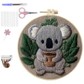 HCANPER Cute Koala Embroidery Starter Kit,DIY Needle Punch Kit, Punch Needle Kits for Beginners,Include Pre-Printed Fabric,Tools,Embroidery Hoop,Threads. (Cute) - color: Cute