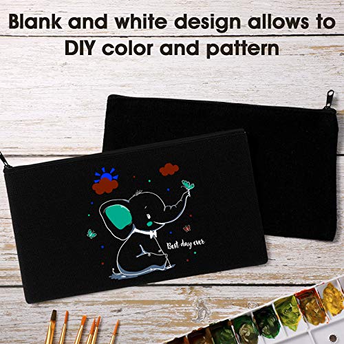 Shappy 40 Pieces Canvas Pouch Zipper Pen Makeup Cosmetic Bag, Black - color: Black