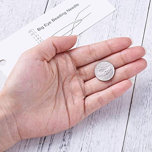 Craftdady 10Pcs Big Eye Beading Needles 2.24-Inch Stainless Steel Collapsible Embroidery Sewing Needles for Jewelry Making - color: Stainless Steel Color, 2.24"
