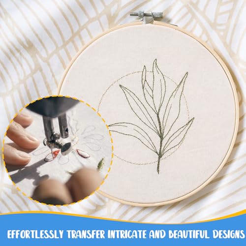 JIUHSHN Water Soluble Embroidery Stabilizer, 12 Sheets 8.5" x 11" Printable Self-Adhesive Stick and Stitch Transfer Paper, Wash-Away Embroidery Paper for Hand & Machine Embroidery