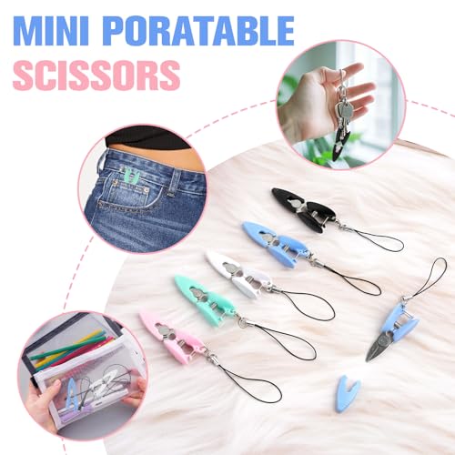 15 Pcs Mini Scissors with Cover, TSA Approved Tiny Scissors with Cover for Travel, Small Craft Scissor, Mini Compact Yarn Keychain Snips for Travel Crafts Sewing Yarn