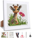 Cute Giraffe Stamped Cross Stitch Kits for Beginners Adults with Framed - color: DKJ008