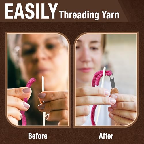 SAVINA Yarn Needle Threader, Hardwood Handle & Hook for Large Eye Needles