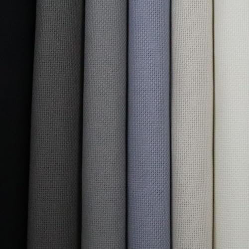 KCS 6 pc of 15" x 18" (38cmx45cm) Counted Cotton Aida Cloth Cross Stitch Fabric Rolled Box (18CT-I) - color: 18ct-i