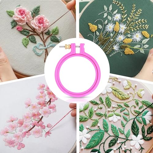 Plastic Embroidery Hoop, 3 Inch Circle Cross Stitch Hoop Embroidery Circle Frames Ring Cross Stitch Supplies for Sewing, Needlework