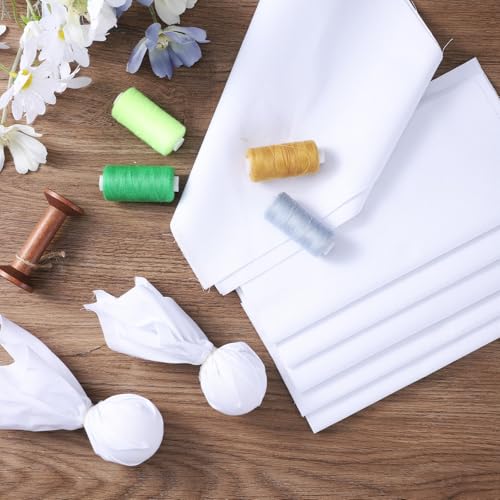 20 Pcs 10 x 10 Inch Cotton Fabric Bundle Squares Pre-Cut White Cotton Fabric Squares Solid Color Quilting Fabrics Bundles Cottons Embroidery Quilting Cloth for Sewing Making Quilts for Craft Lov