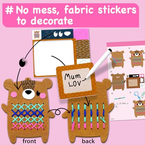 EZCRA My First Cross Stitch Kit for Kids Ages 4-8, 8 No Mess Felt Animals - color: 8-in-1 Animal