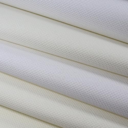 KCS 4 pc of 12" x 18" (30cmx45cm) 14CT Counted Cotton Aida Cloth Cross Stitch Fabric (White+Antique White) - color: White+antique White
