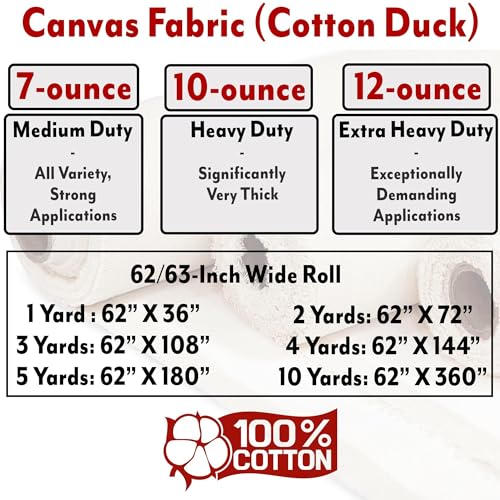 Barcelonetta | Canvas Fabric | Cotton Duck | Heavy | Natural 10oz | 62'' Wide | Arts & Crafts, Backings, Covers, Placemats (1 Yard) - color: Natural 10oz, size: 1 Yard