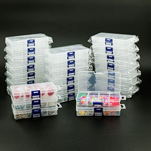 ELEMENT 115 25-Pack Small Plastic Storage Box Case Container with 8 Grid Dividers 2.45" x 5.2" x .97" for Beads, Tackle Box, Fishing Hooks, Bobs, Buttons, Jewelry Grid Size: 1.25" x 1.2" Party Favors