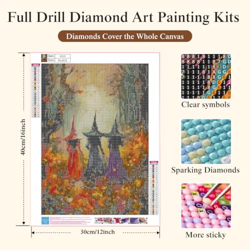 5D Diamond Painting Kits for Adults, Halloween Witch Diamond Art Kits - color: JK432-1