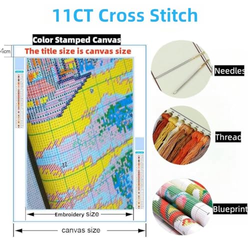 DIY Cross Stitch Kits Golden Retriever with Hoop 20x20cm-1
