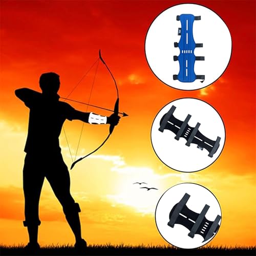 Hunt & Seek Fabric Archery Arm Guard 4 Hook-and-Loop Adjustable Straps Hunting Arm Guard Forearm Wrist Protector Archery Bracer Adult Unisex - color: Blue