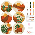 BEUNITONE 6 Set Bohemian Starter Embroidery Kit with Pre-Stamped Pattern - style: Bohemia