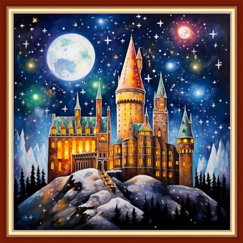Funxvoot Stamped Cross Stitch Kits Beginners Full Range of Embroidery Kits for Adults 11CT Embroidery Patterns Needlepoint Kits Printed Cross Stitch Kits- (Magic Castle 18x18 inchs) - color: Cross Stitch Kits 26